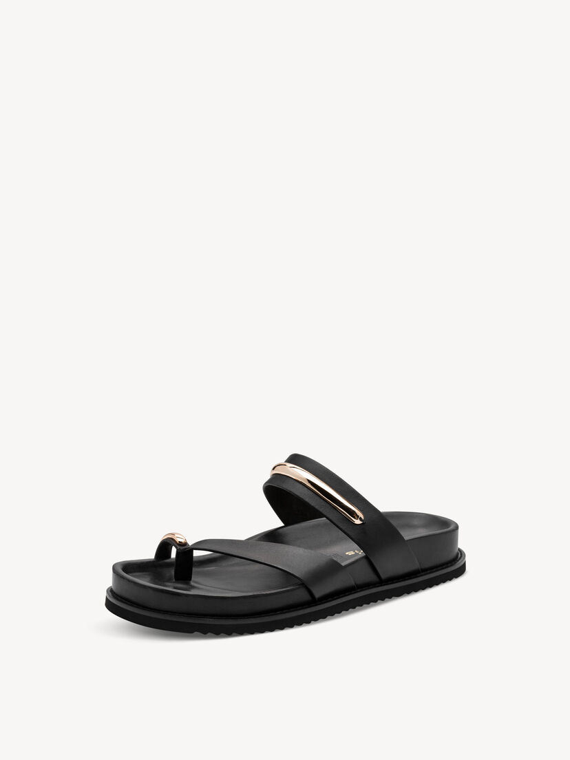 Leren Slipper - zwart, BLACK, hi-res