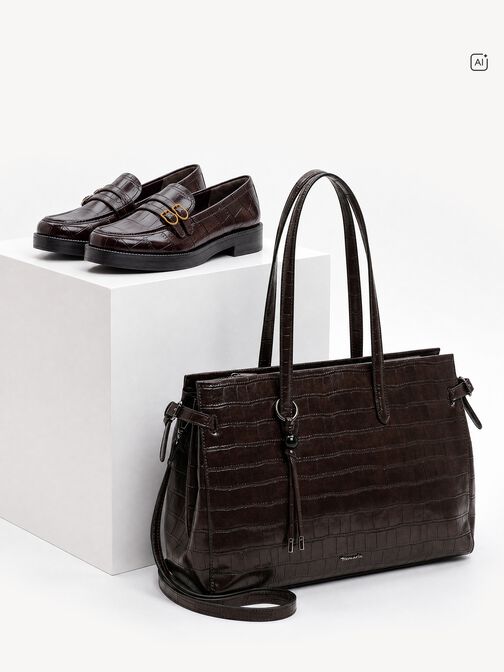 Shopping bag, brown, hi-res