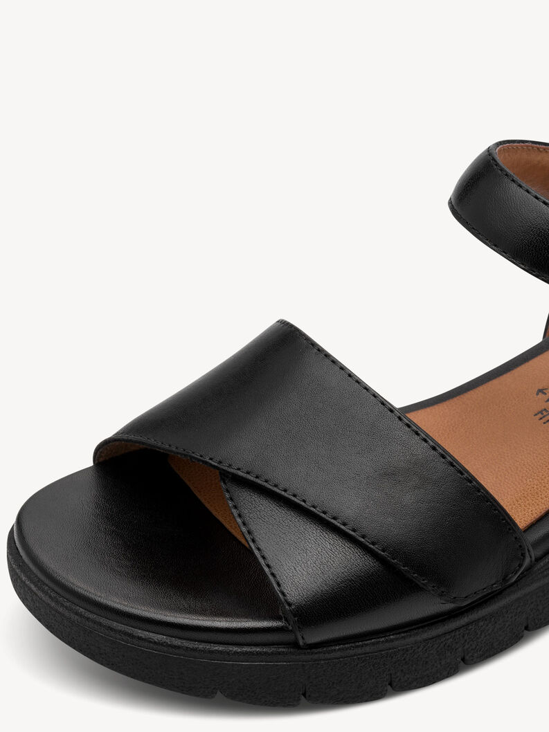 Sandale &agrave; talon en cuir - noir, BLACK UNI, hi-res