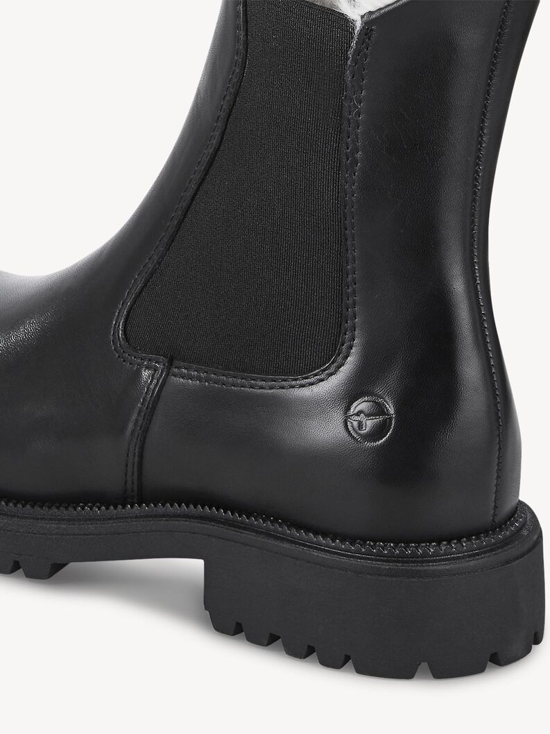 Lederstiefelette - schwarz Warmfutter, BLACK, hi-res