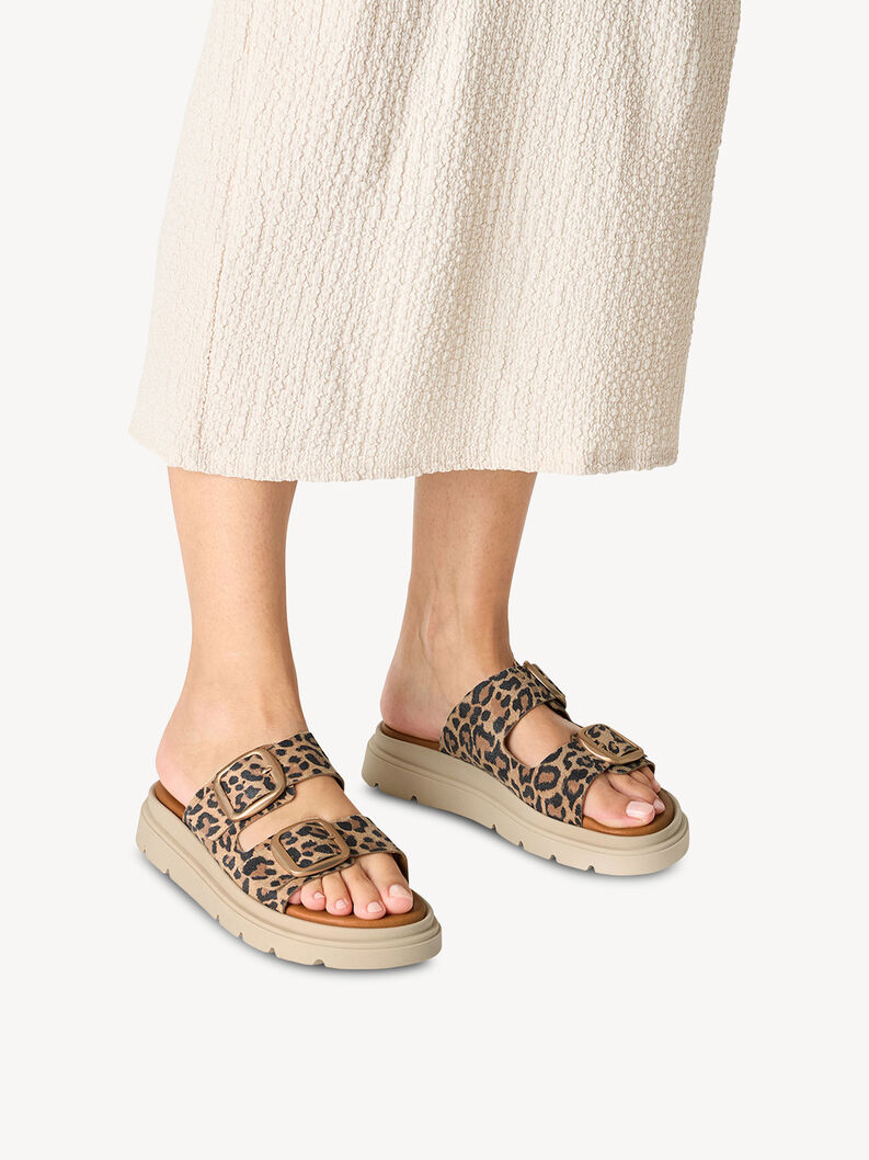 Lederpantolette - braun, LEOPARD, hi-res