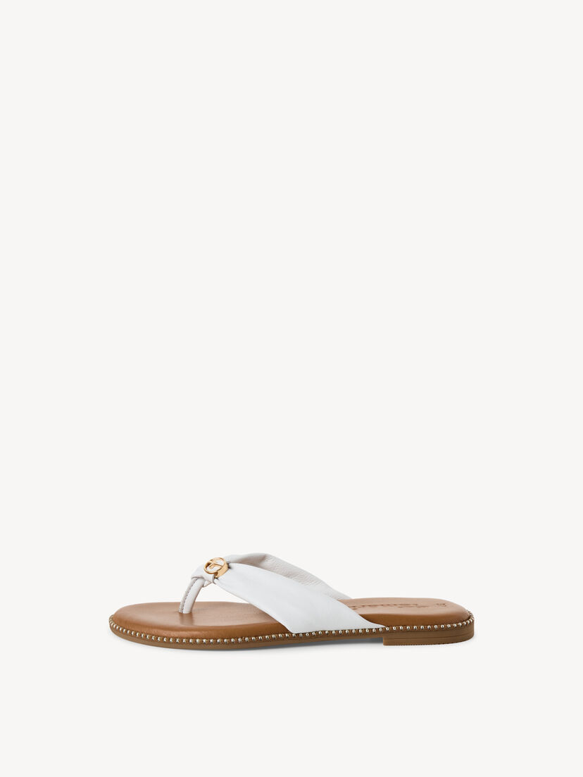 Leren Flip Flops - wit, WHITE, hi-res