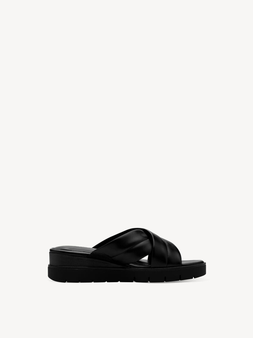 Leren Slipper - zwart, BLACK, hi-res