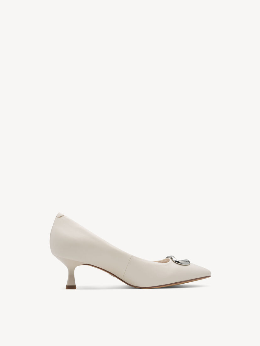 Leren Pumps - wit, OFFWHITE, hi-res