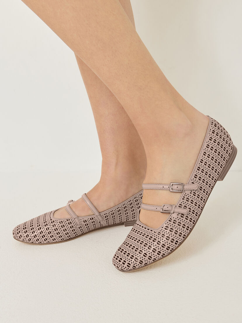 Leren Ballerina - beige, NUDE STRUCTURE, hi-res