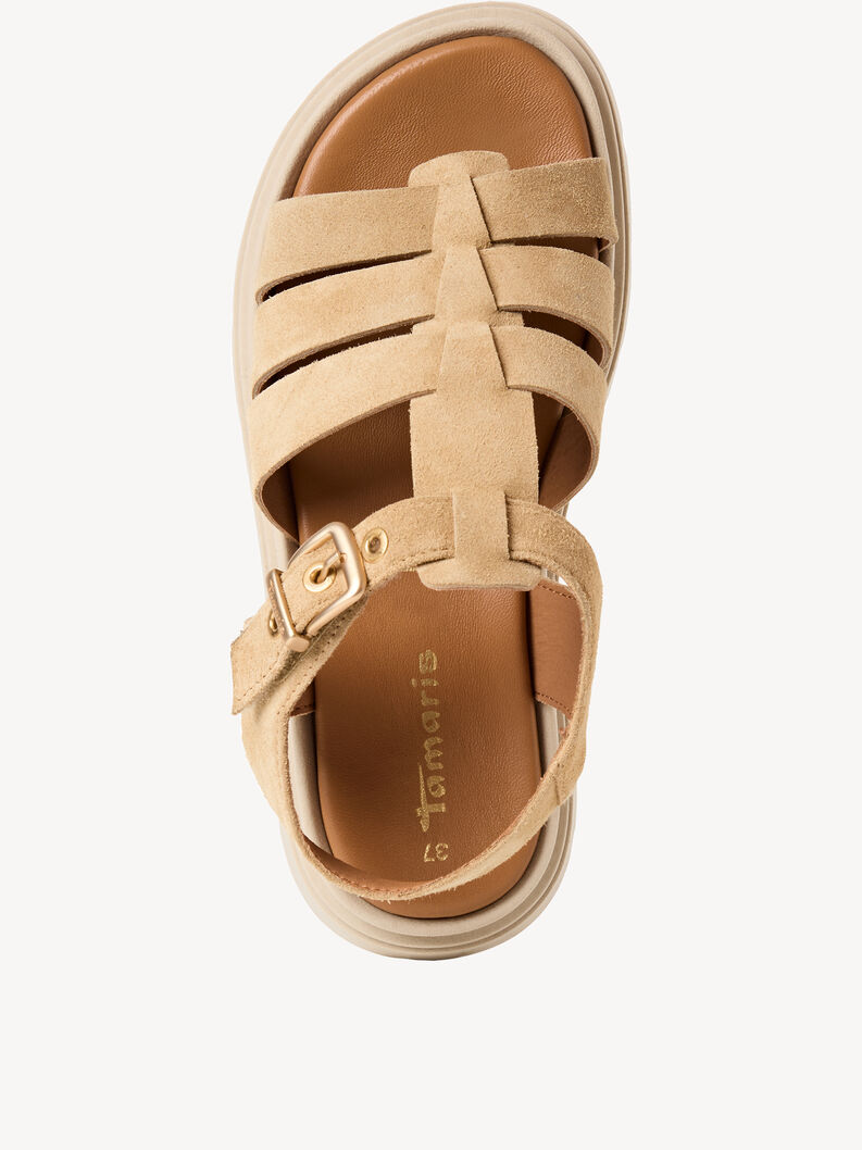 Leather Heeled sandal - beige, beige, hi-res