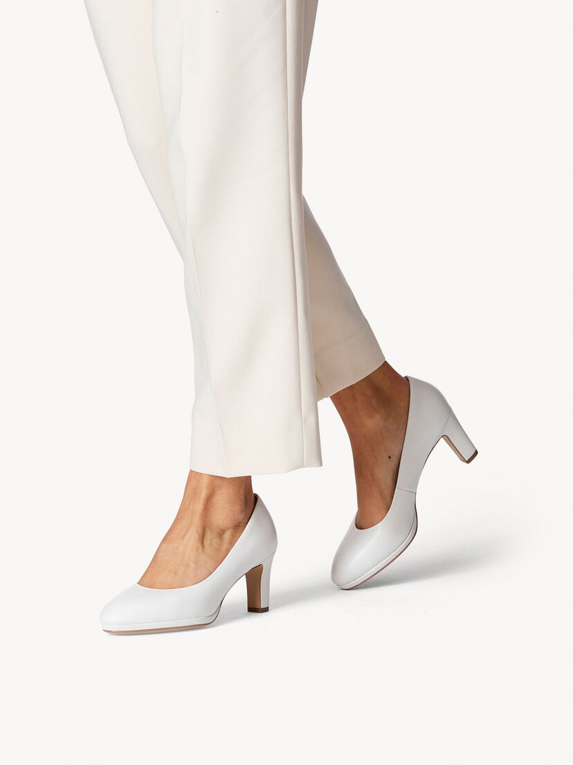 Leren Pumps - wit, WHITE, hi-res