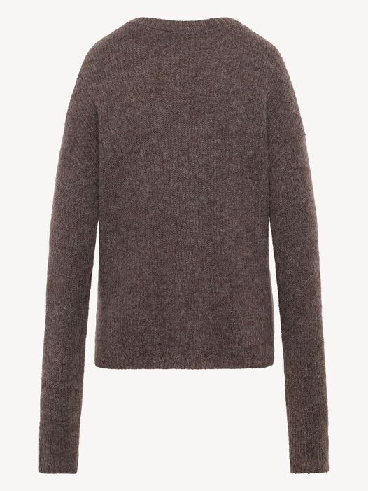 Gebreide trui, Mid Brown Melange, hi-res