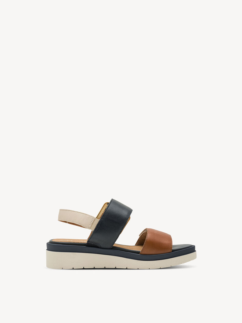 Sandale &agrave; talon en cuir - bleu, NAVY COMB, hi-res