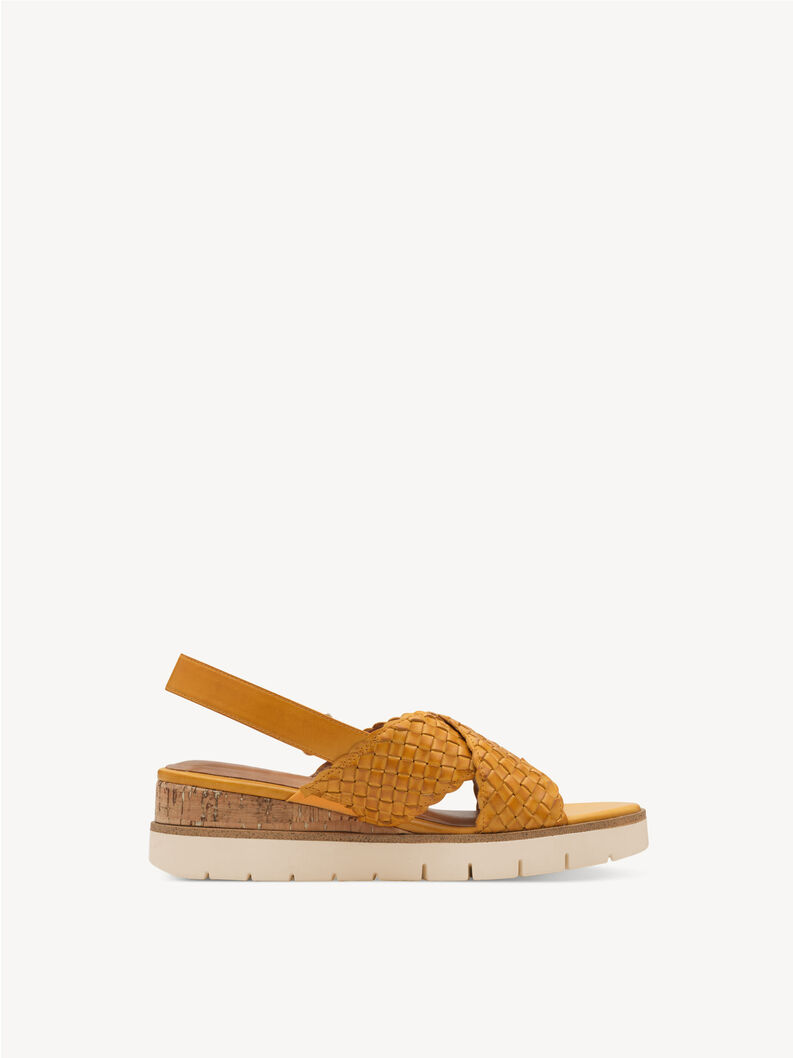 Ledersandalette - gelb, YELLOW, hi-res