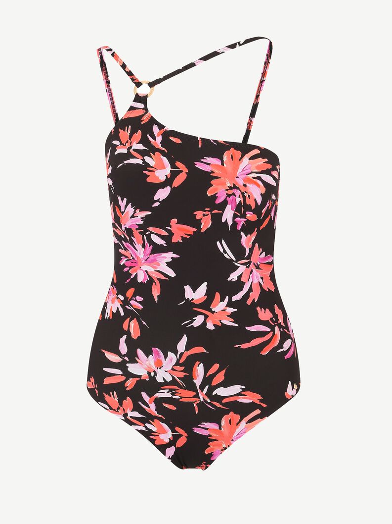 Swimsuit - black, Pink Flower AOP, hi-res