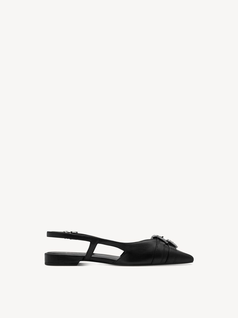 Leren Slingpumps - zwart, BLACK, hi-res