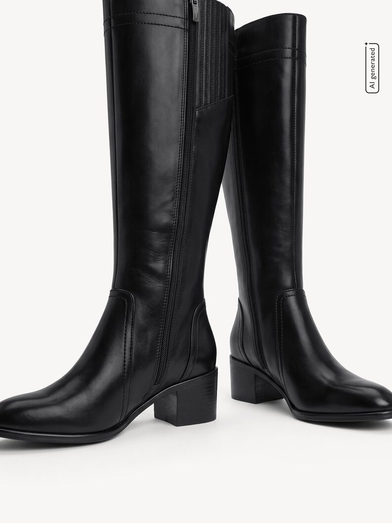 Kožen&eacute; Kozačky - čern&aacute;, BLACK LEATHER, hi-res