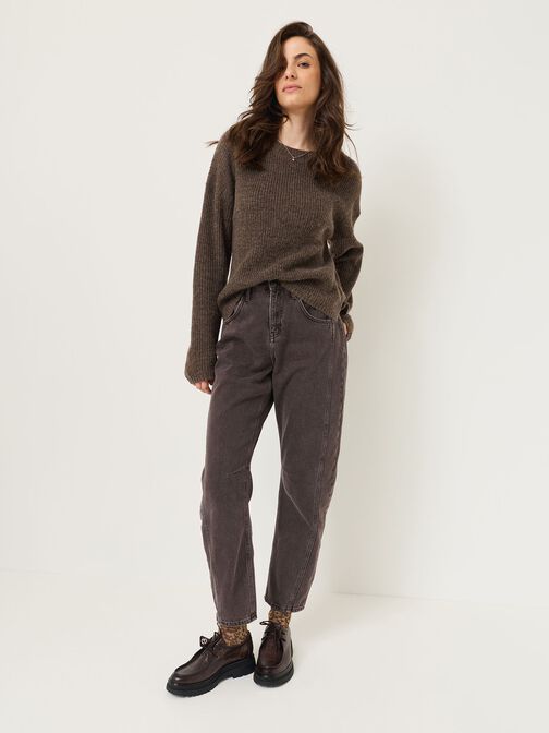Knitted pullover, Mid Brown Melange, hi-res