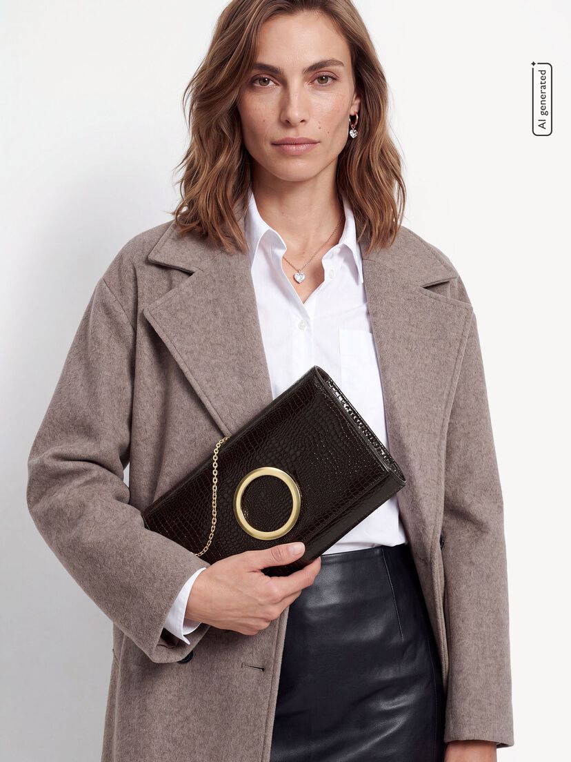 Clutch, brown, hi-res