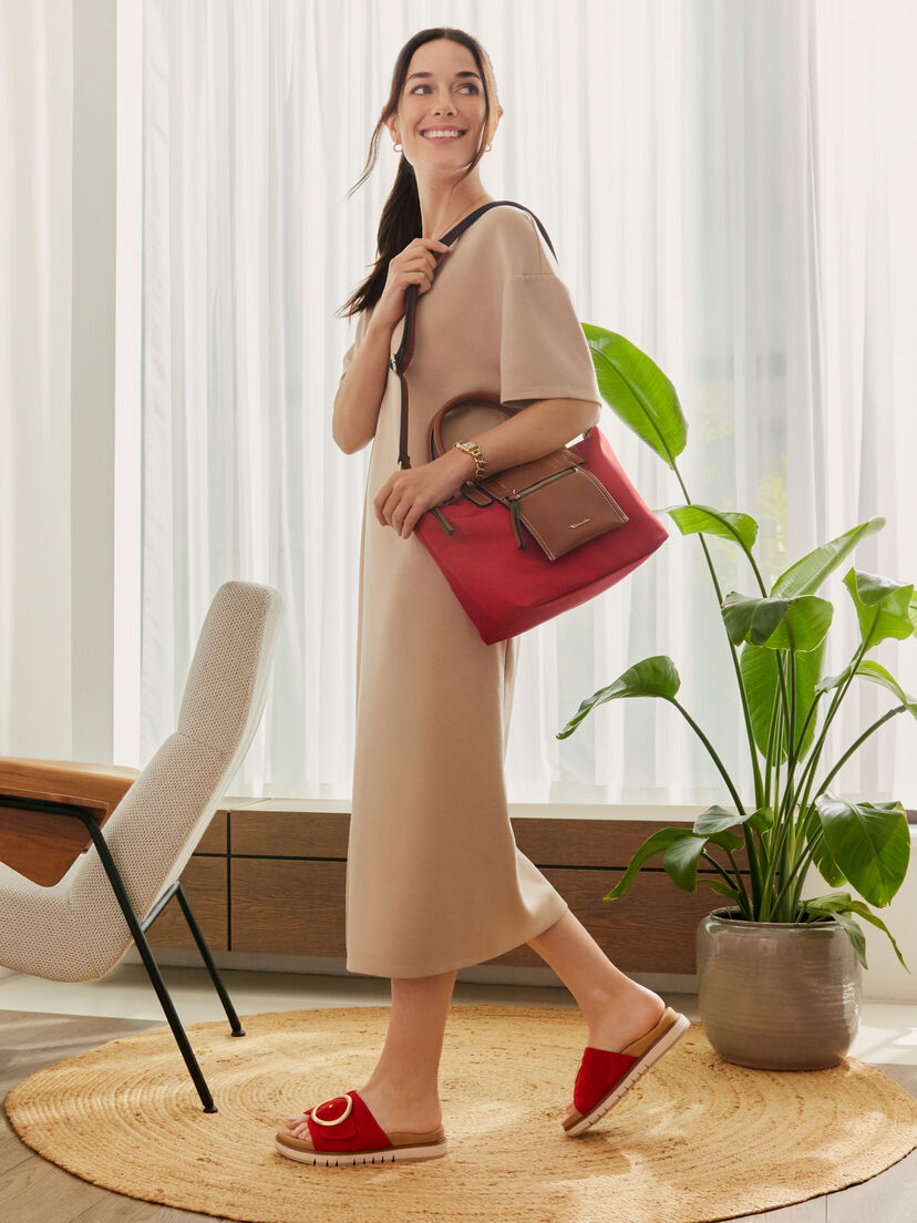 Leren Slipper - rood, RED, hi-res