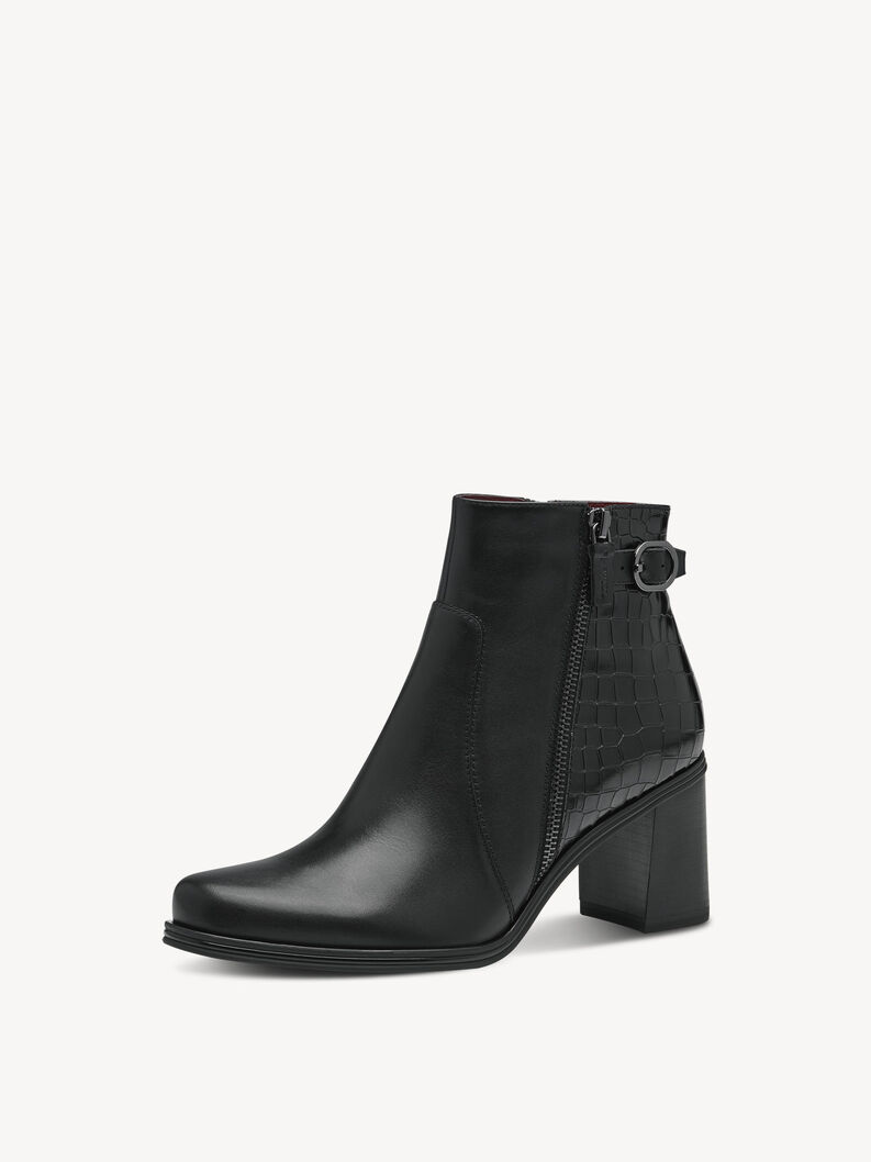 Leather Bootie - black, BLACK, hi-res