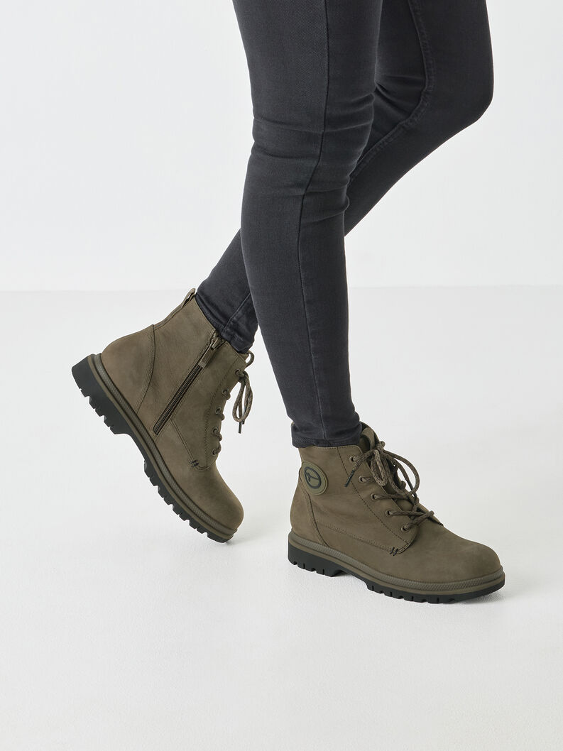 Lederstiefelette - grün, OLIVE, hi-res