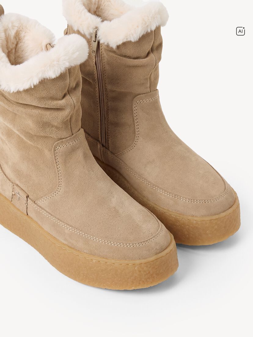 Leren Enkellaarsje - beige warme voering, beige, hi-res