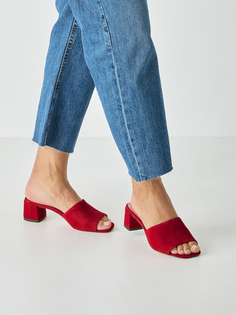 Lederpantolette - rot, RED SUEDE, hi-res