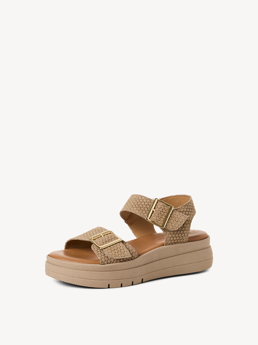 Leren Sandaaltje - beige, TAUPE STRUCT., hi-res