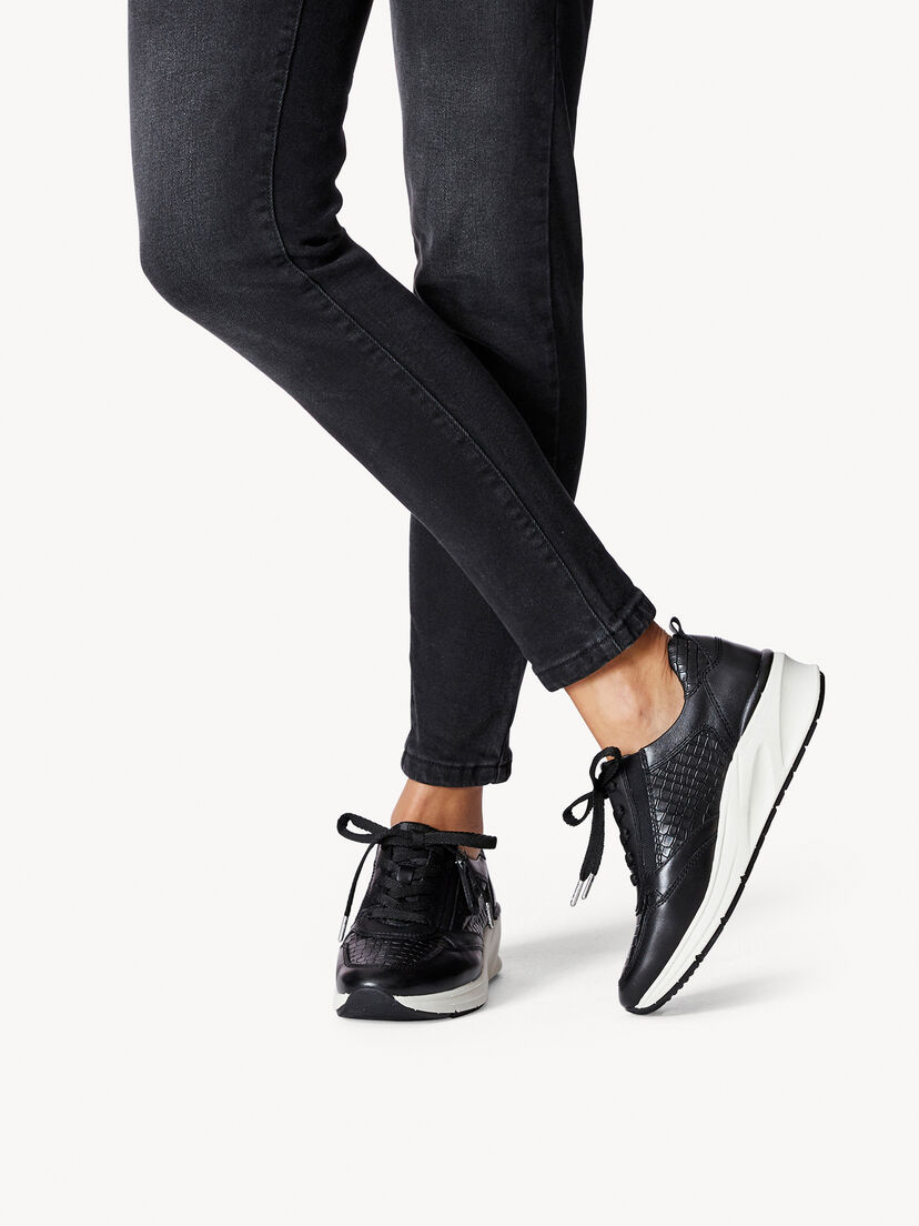 Leren Sneaker - zwart, BLACK STRUCT., hi-res