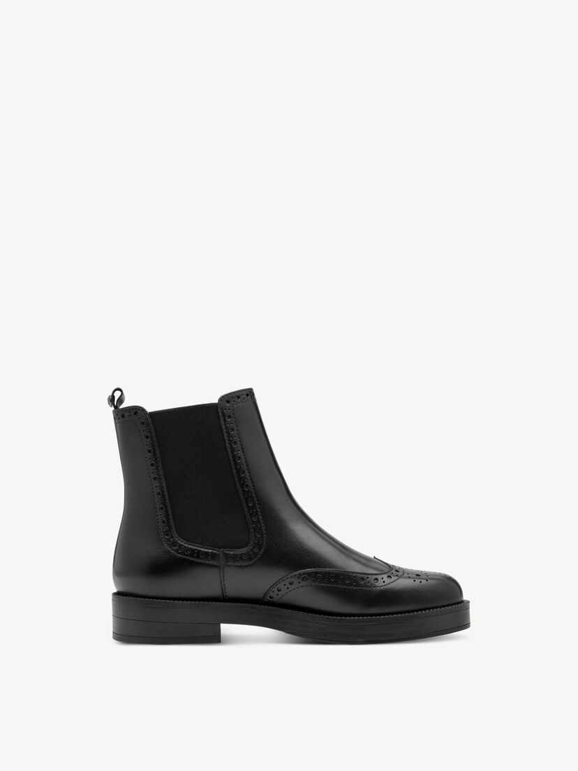 Leren Enkellaarsje - zwart, BLACK, hi-res