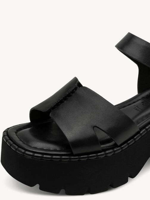 Heeled sandal, BLACK LEATHER, hi-res