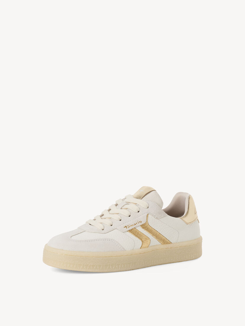 Leren Sneaker - wit, WHITE/LT.GOLD, hi-res