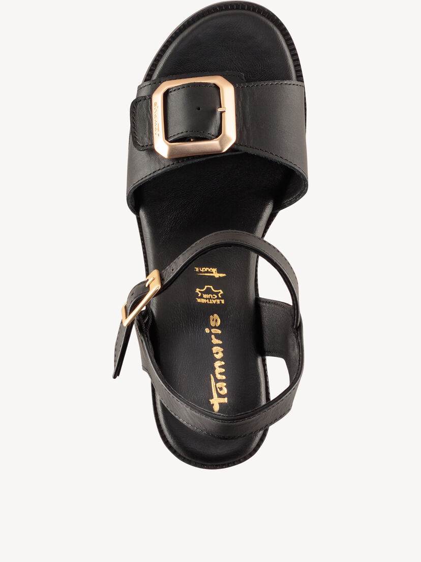 Sandaaltje, BLACK LEATHER, hi-res