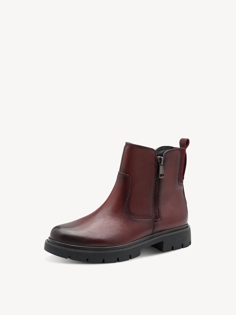 Kožené Kotníčková obuv - červená, BORDEAUX, hi-res