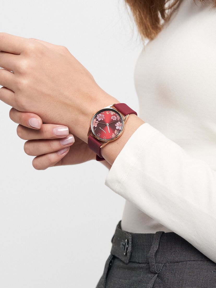 Horloge, ros&eacute;gold-rot sunray, hi-res