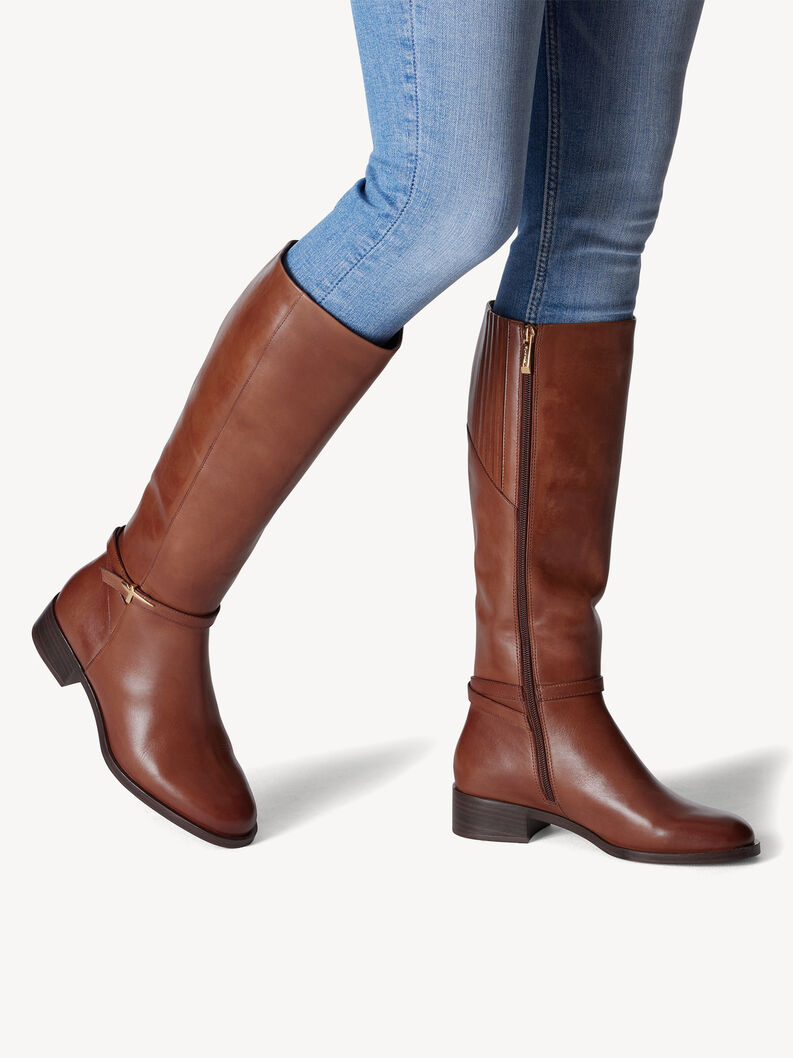 Bottes en cuir - marron, COGNAC, hi-res