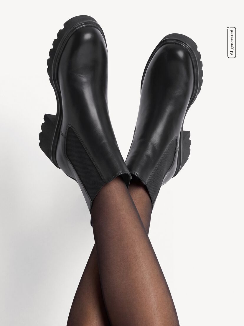 Leren Chelseaboot - zwart, BLACK, hi-res