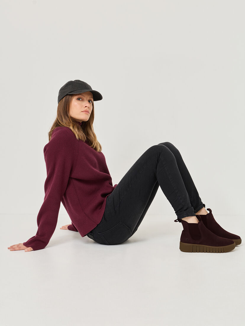 Leren Chelseaboot - rood, BORDEAUX, hi-res