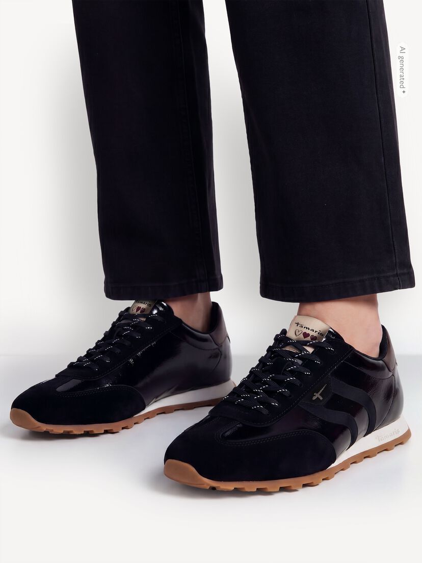 Leren Sneaker - zwart, BLACK PATENT, hi-res