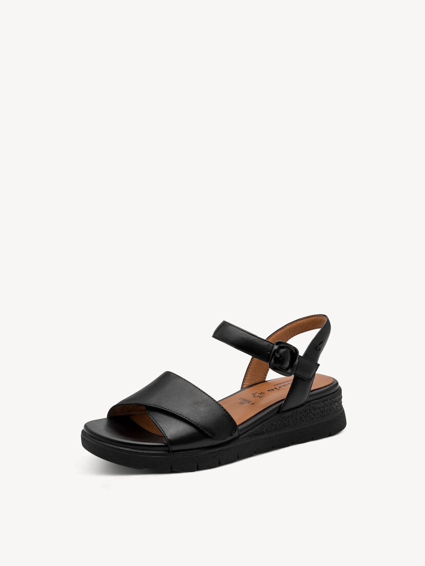 Leren Sandaaltje - zwart, BLACK UNI, hi-res