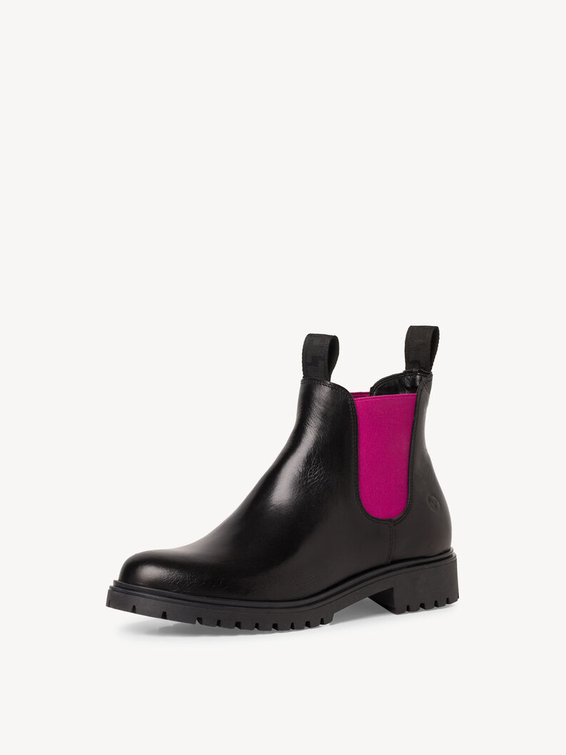 Leather Chelsea boot - black, BLK LEA./FUXIA, hi-res