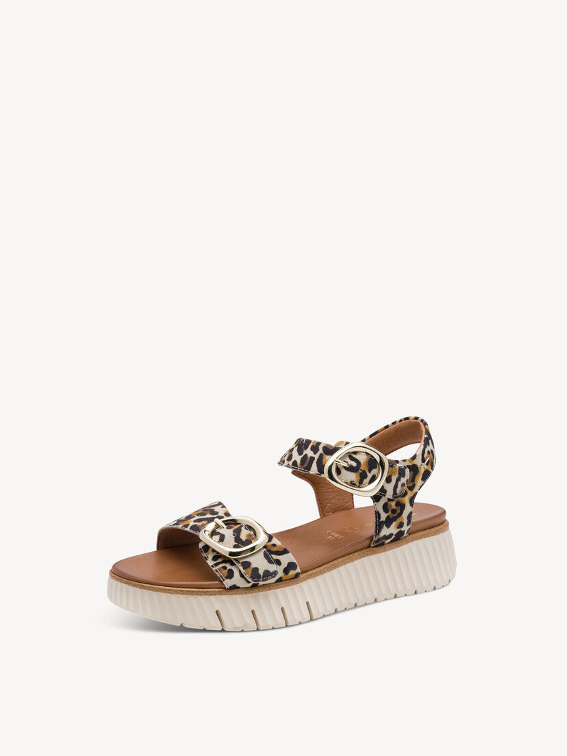 Leren Sandaal - beige, BEIGE LEO, hi-res