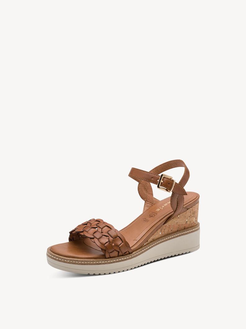 Leather Heeled sandal - brown, COGNAC, hi-res