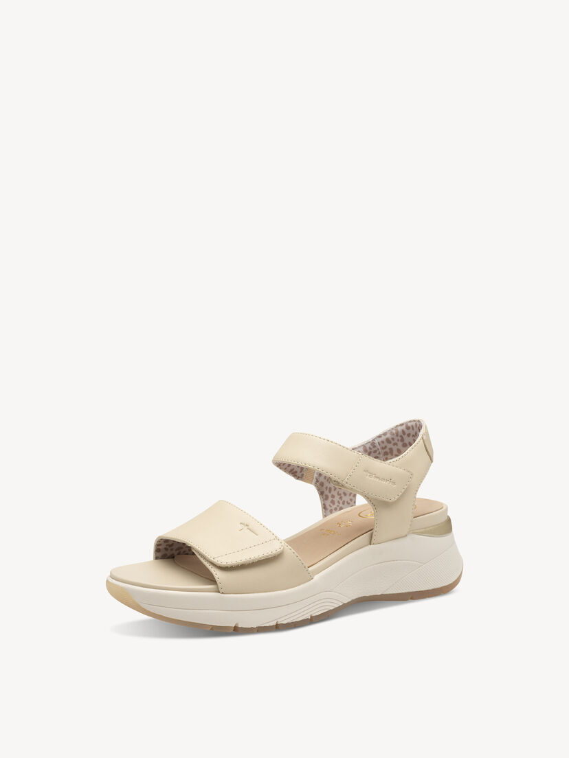 Leren Sandaal - beige, beige, hi-res