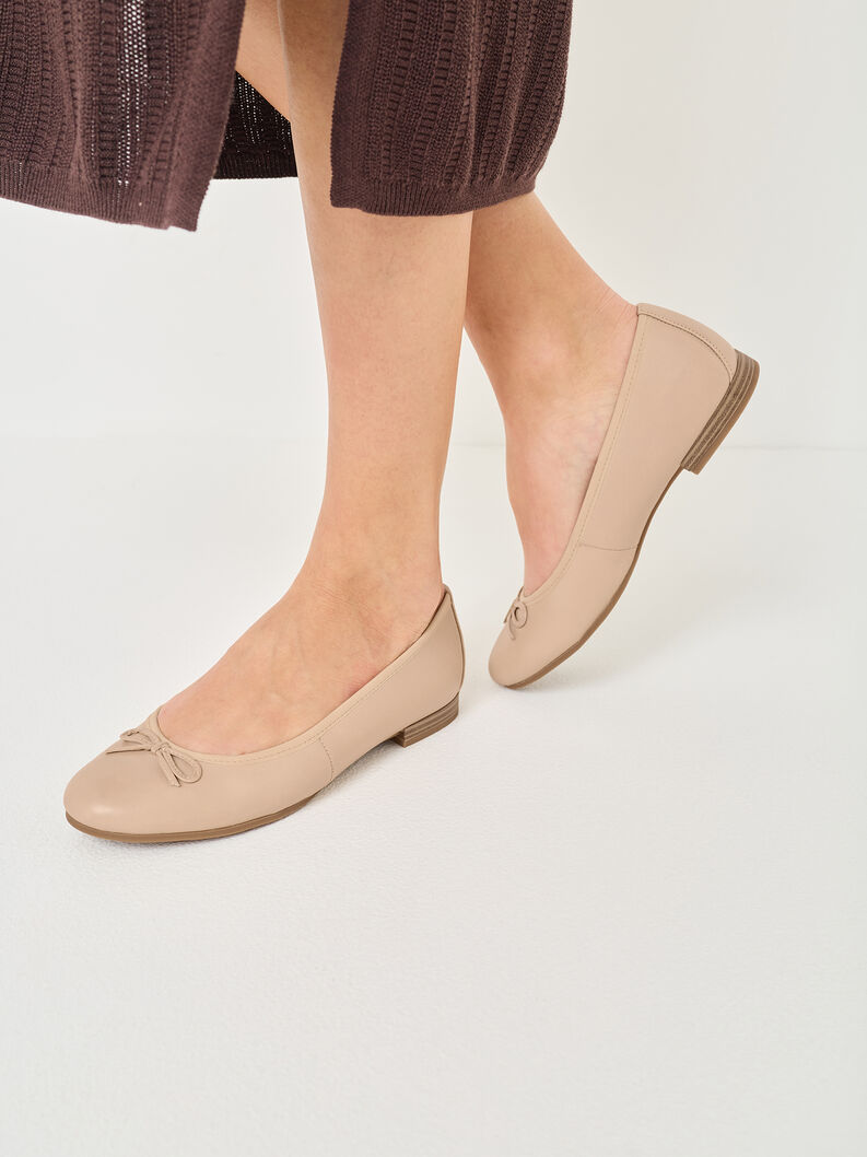 Lederballerina - beige, NUDE, hi-res