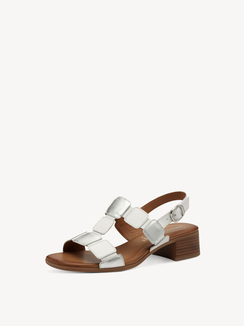 Ledersandalette - weiß, WHITE/SILVER, hi-res