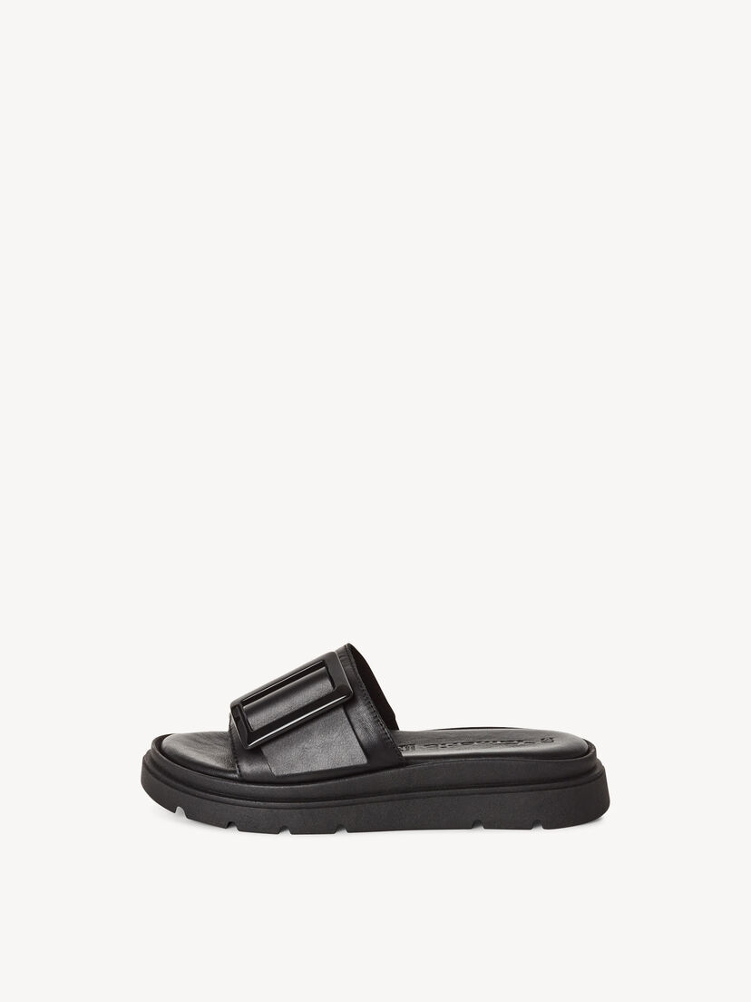 Leren Slipper - zwart, BLACK, hi-res