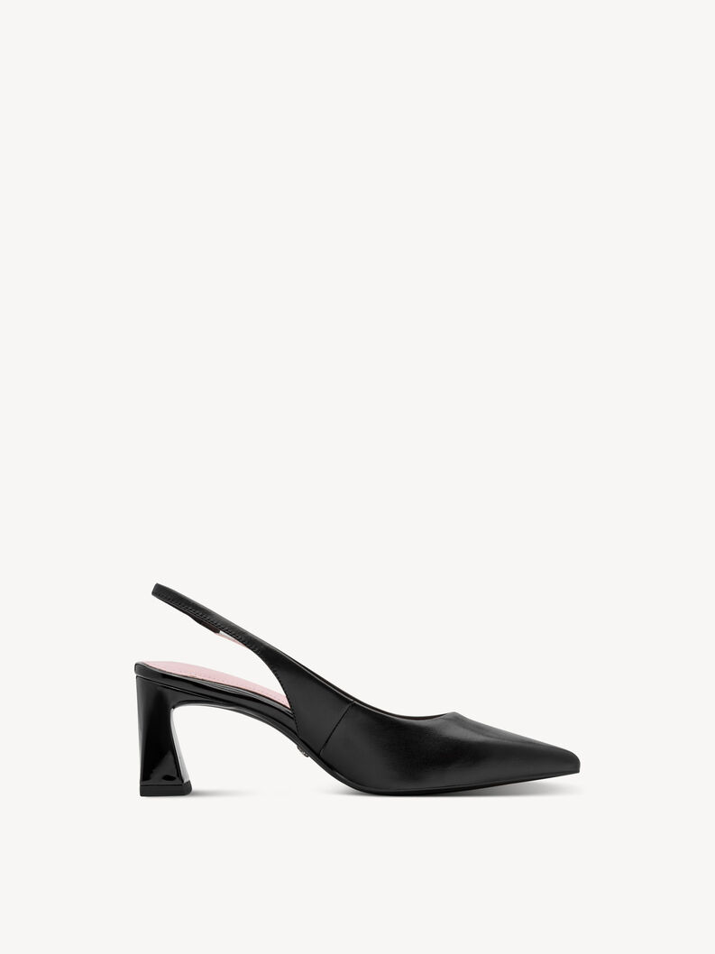 sling pumps, BLACK LEATHER, hi-res