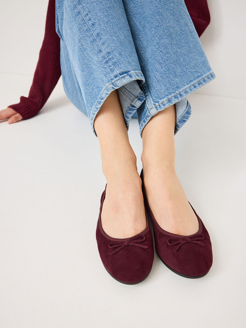 Ballerine en cuir - rouge, MERLOT, hi-res