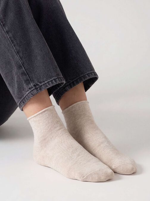 Chaussettes, lot de 2, beige mel./beige mel., hi-res