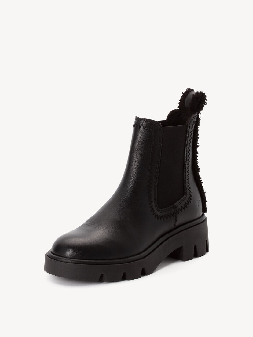Enkellaarsje - zwart warme voering, BLACK LEATHER, hi-res