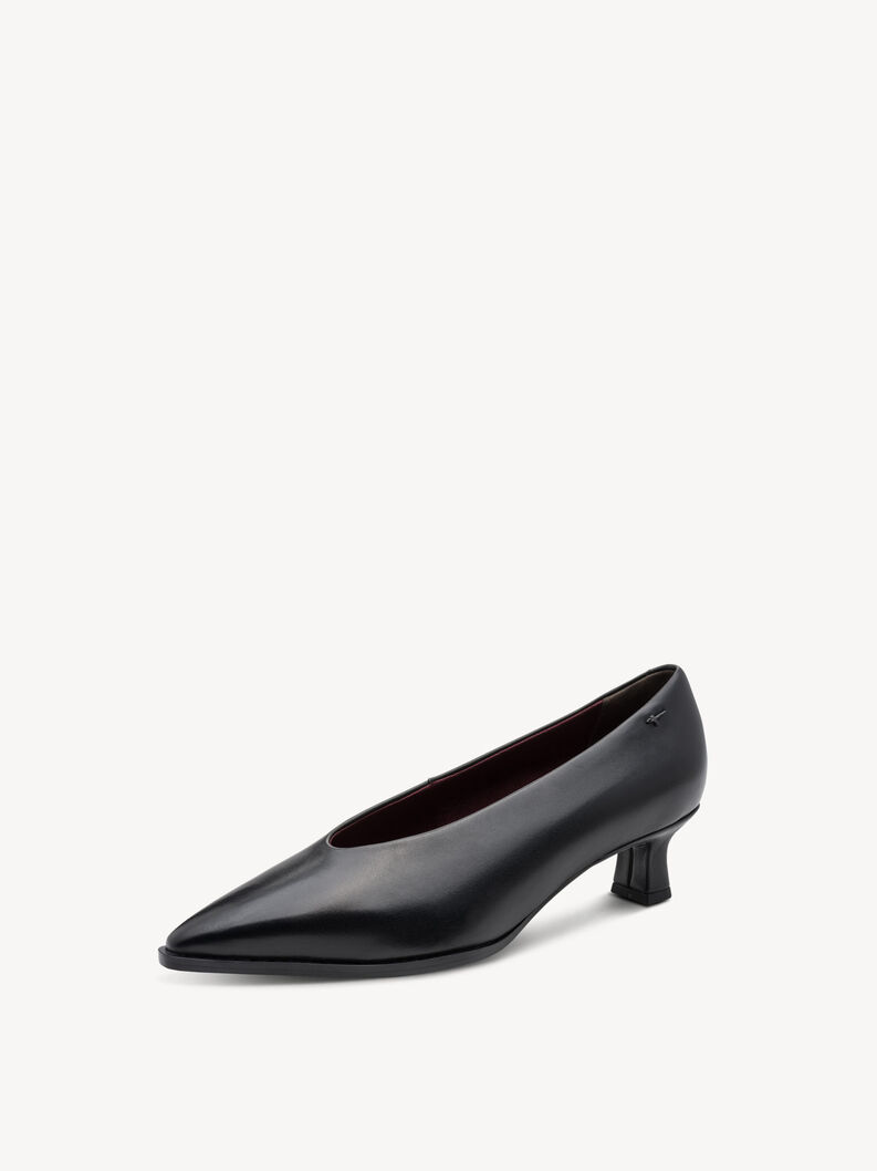 Escarpin en cuir - noir, BLACK LEATHER, hi-res