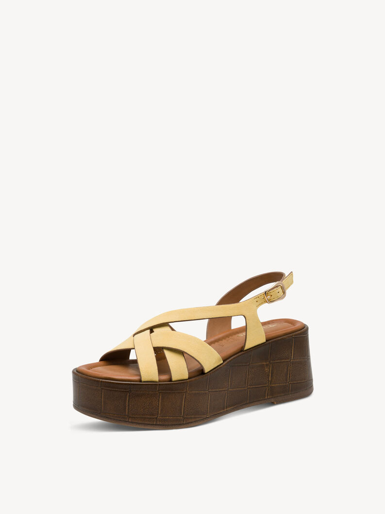 Ledersandalette - gelb, PALE YELLOW, hi-res